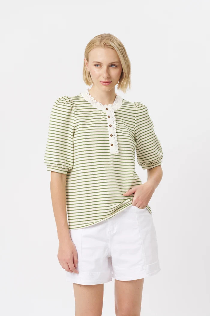 Jacqueline Top - White/Green