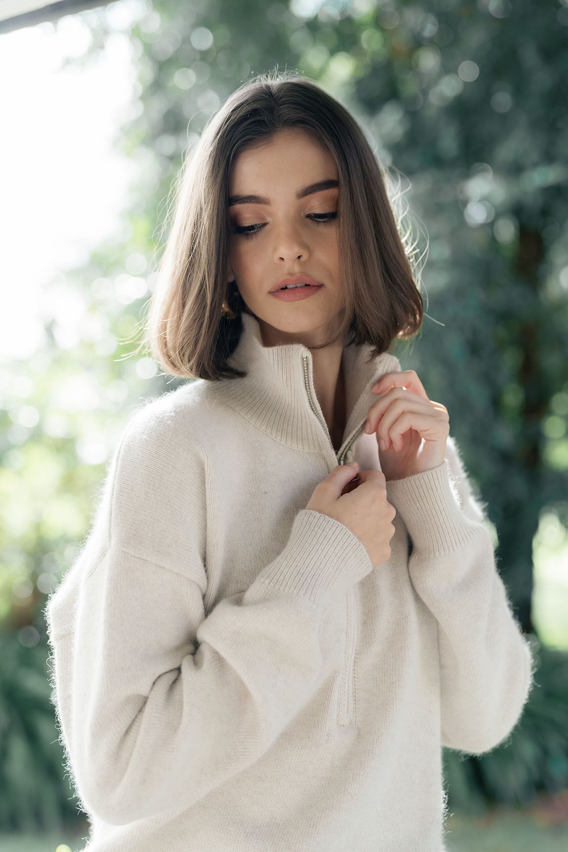 Knox Zip Sweater - Almond