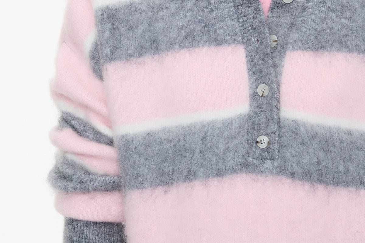 Dakota Polo Knit - Candy Floss/Grey Marle/Natural