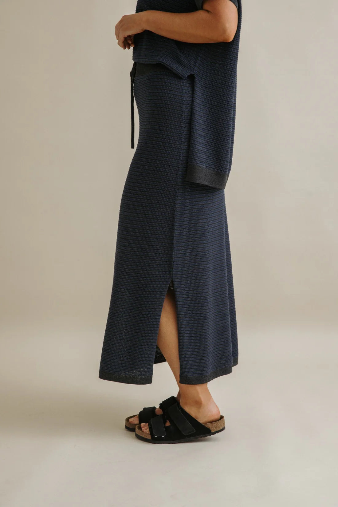 Lattice Knitted Skirt - Pool/Charcoal