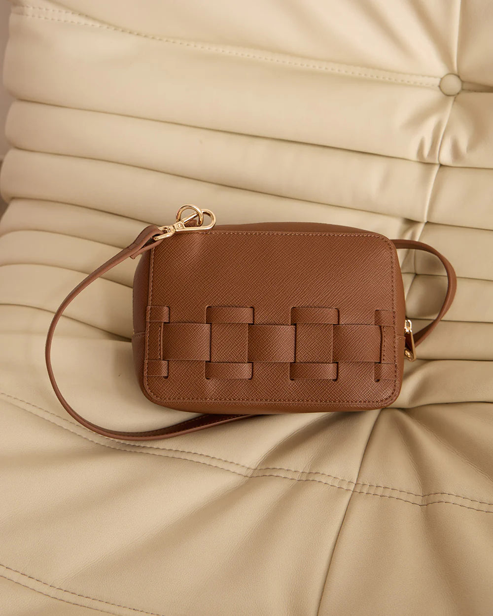 London Crossbody - Tan Saffiano