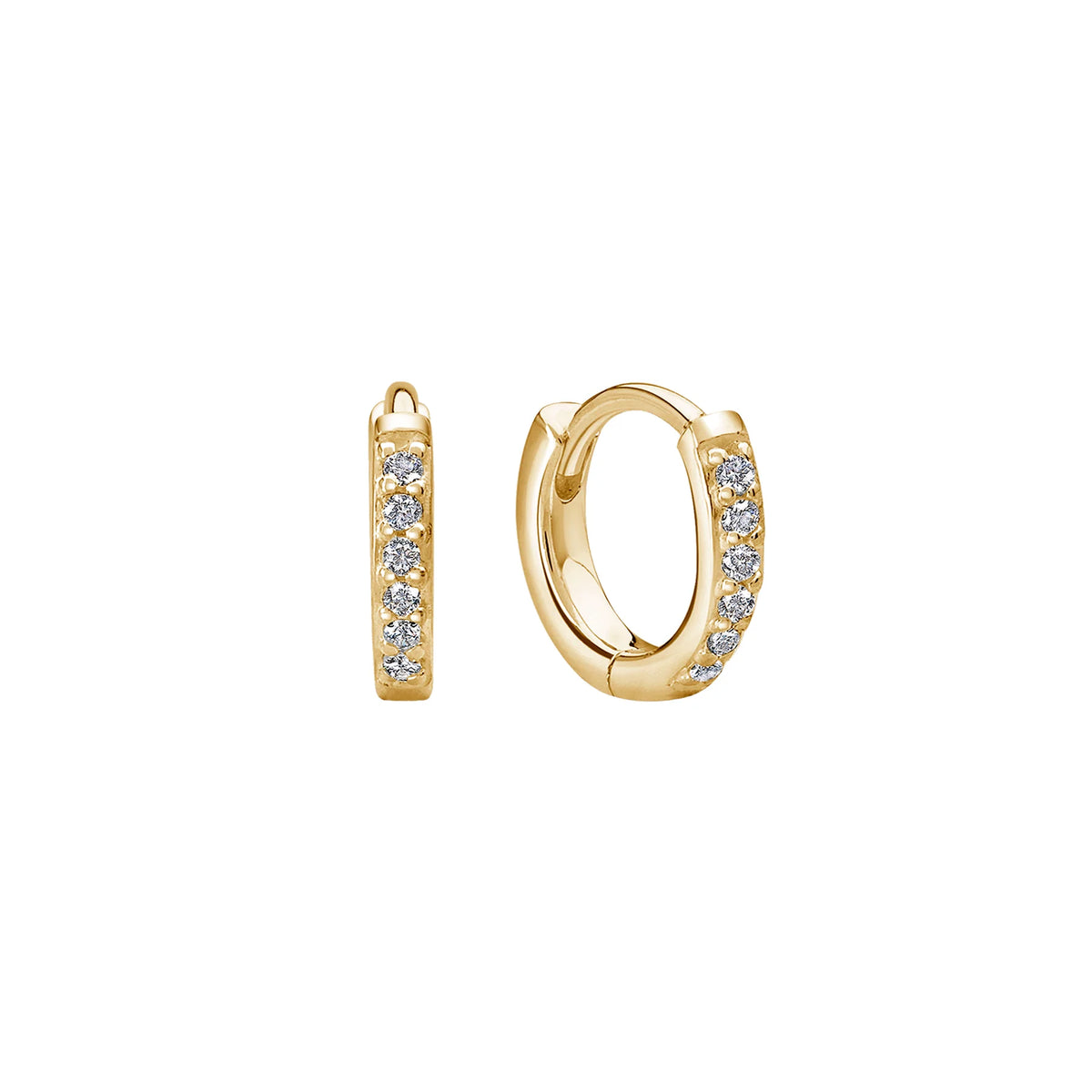 9mm Huggies - 18KT Yellow Gold Plate/Cubic Zirconia