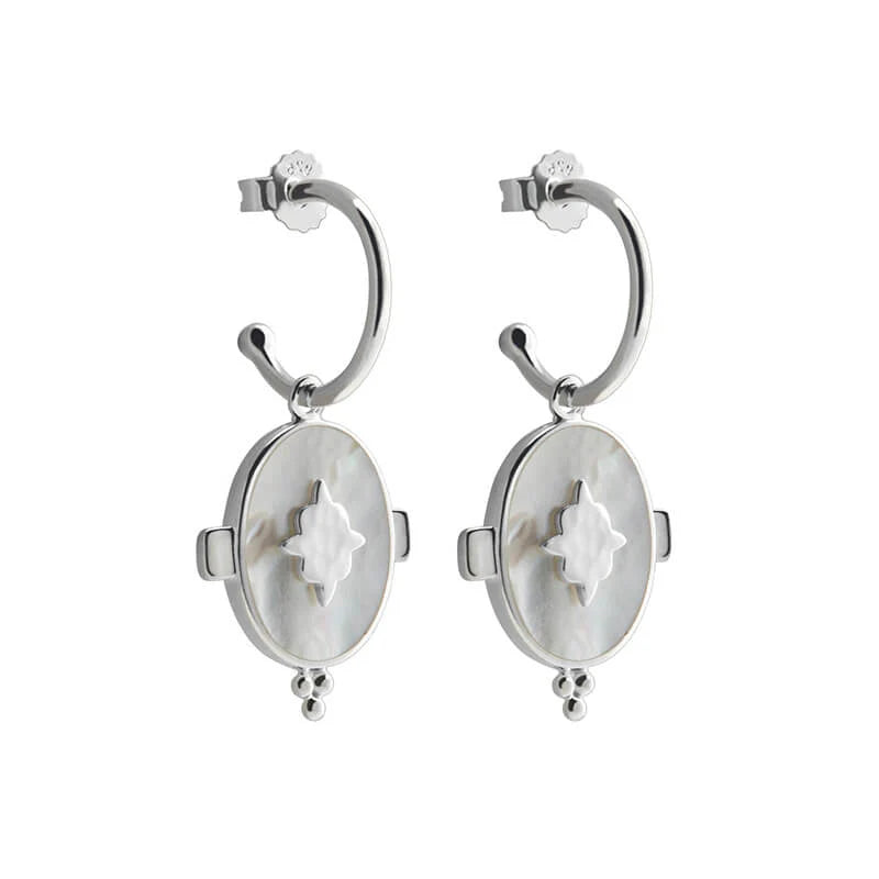 Oval Earrings with Mother Of Pearl - Sterling Silver