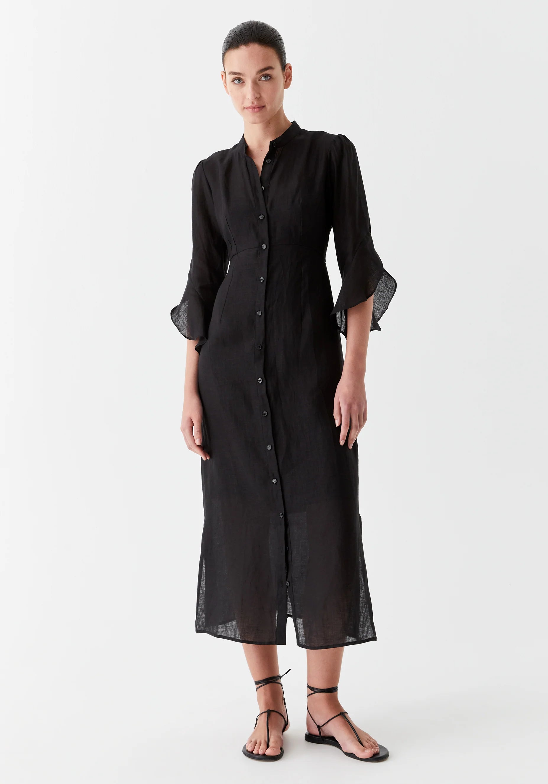 Black linen dress