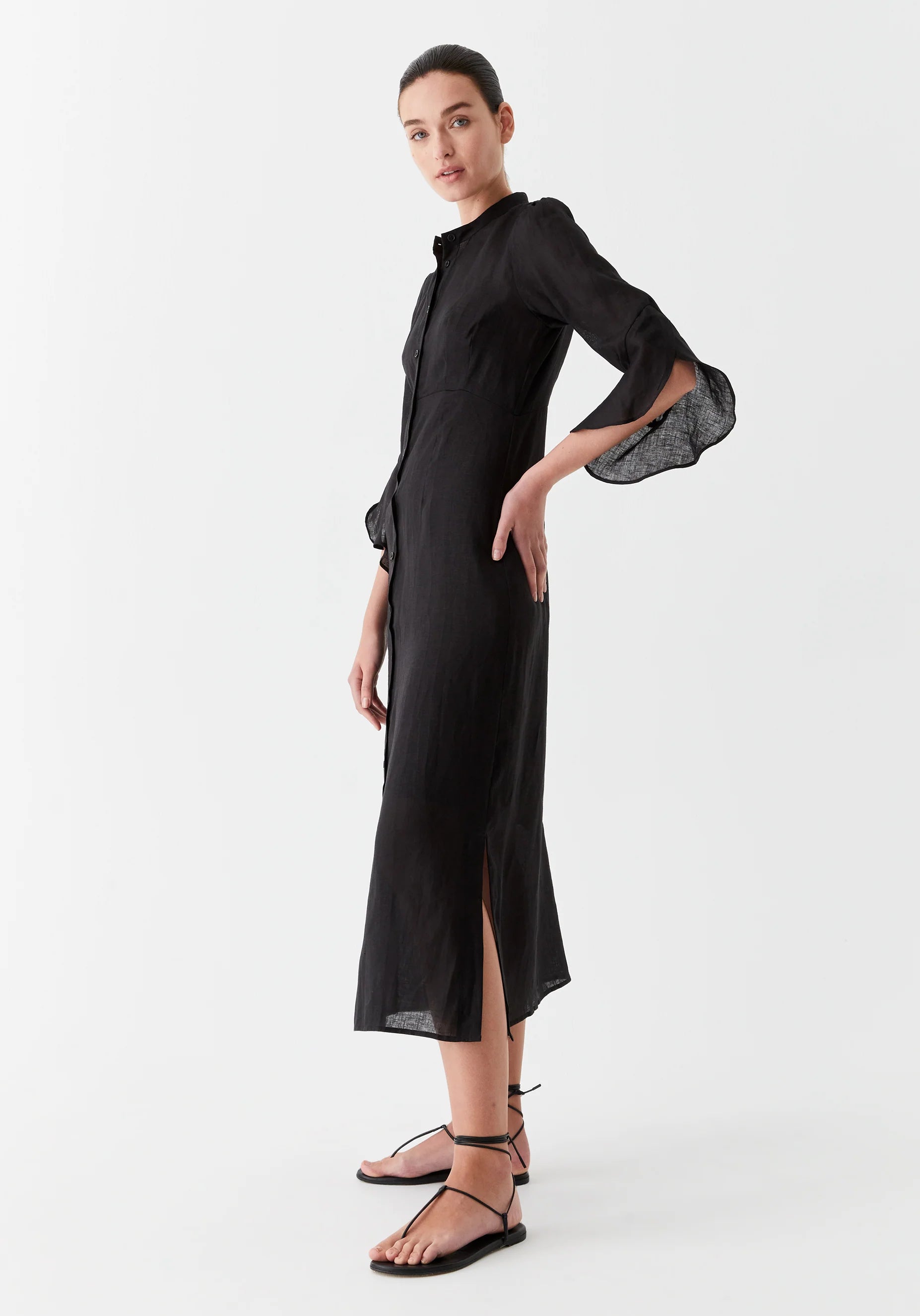 Black linen dress