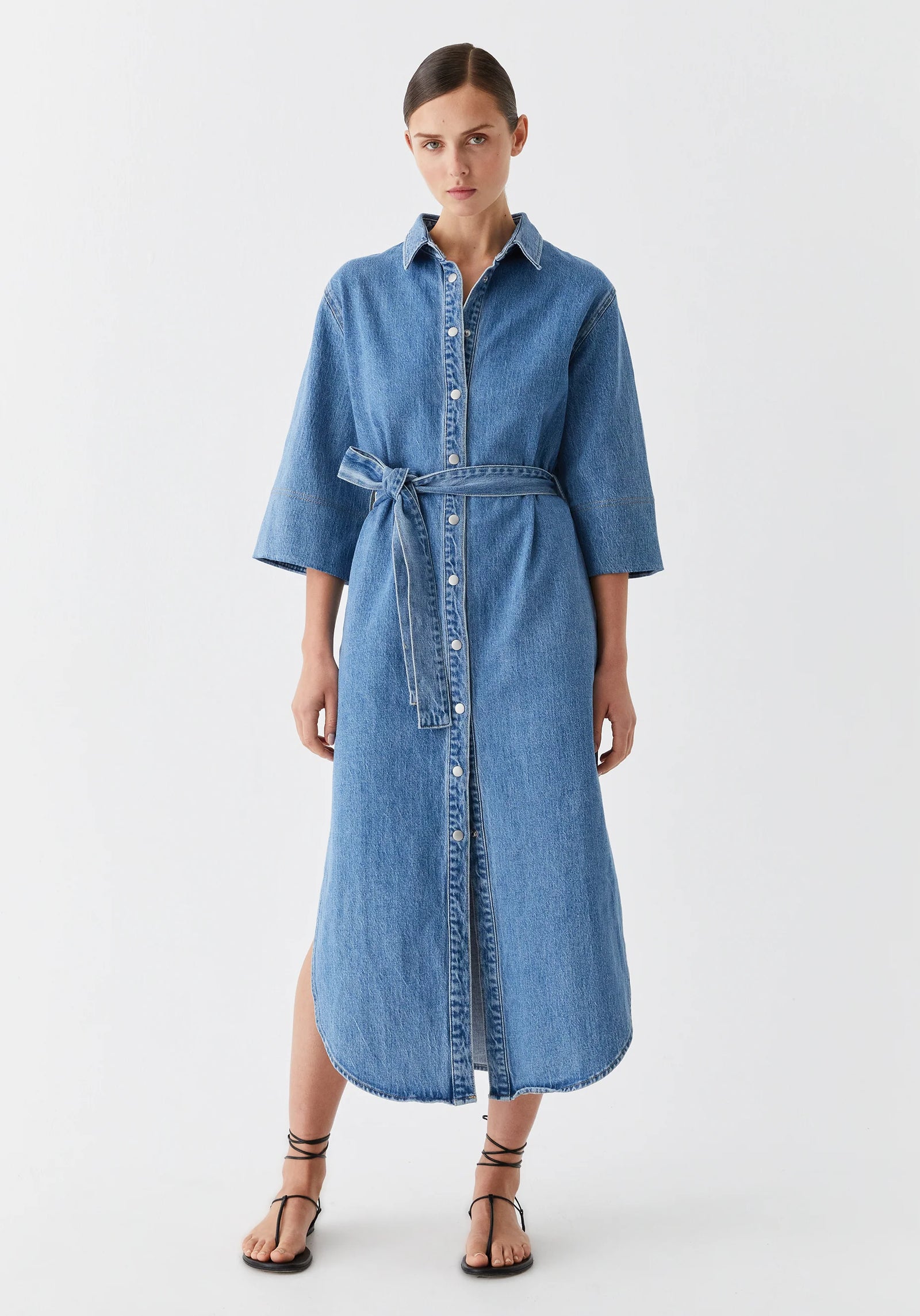 Fynn Denim Shirt Dress - Blue