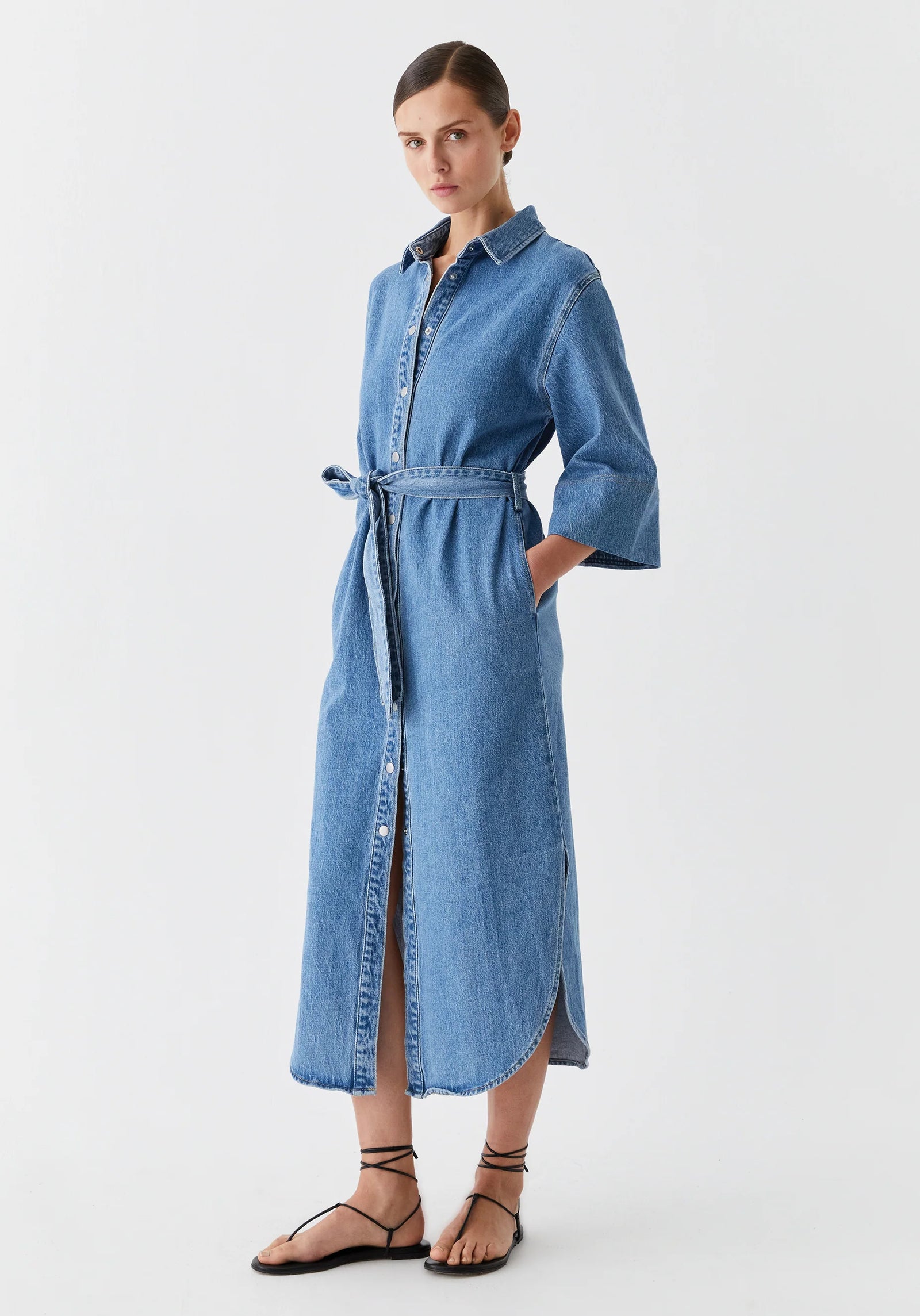Fynn Denim Shirt Dress - Blue