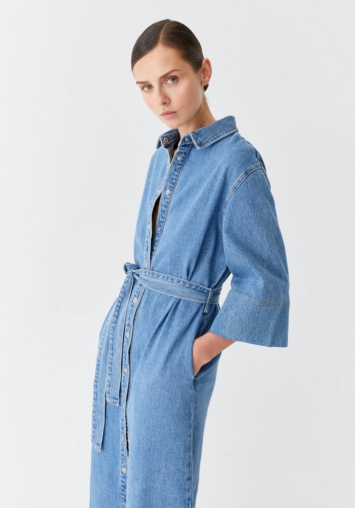 Fynn Denim Shirt Dress - Blue