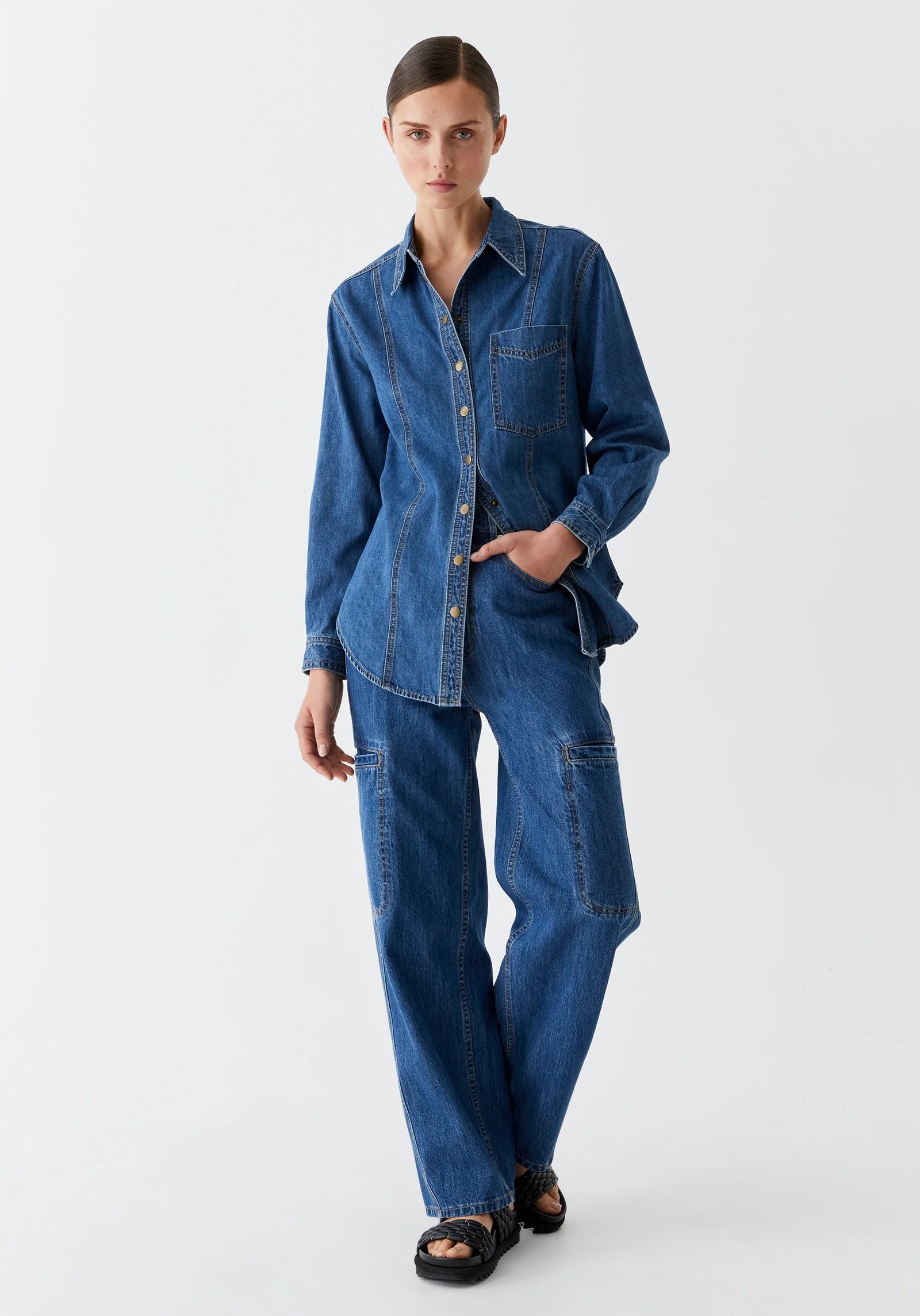 Theo denim cargo blue