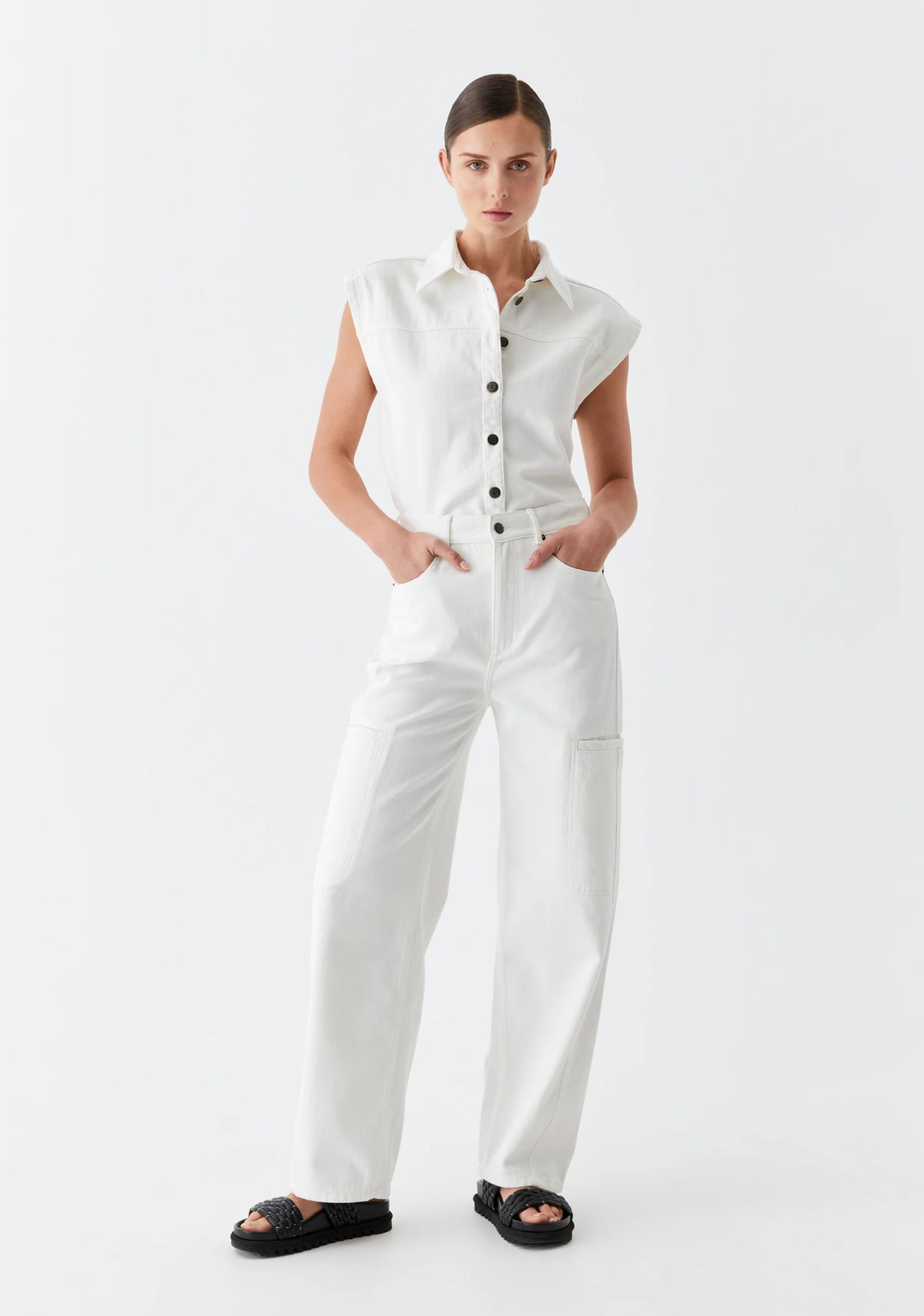 Theo Denim vest in white