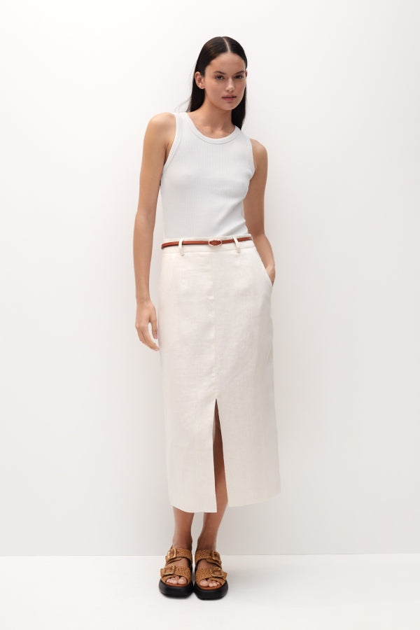 Annie Linen Skirt - Ivory,