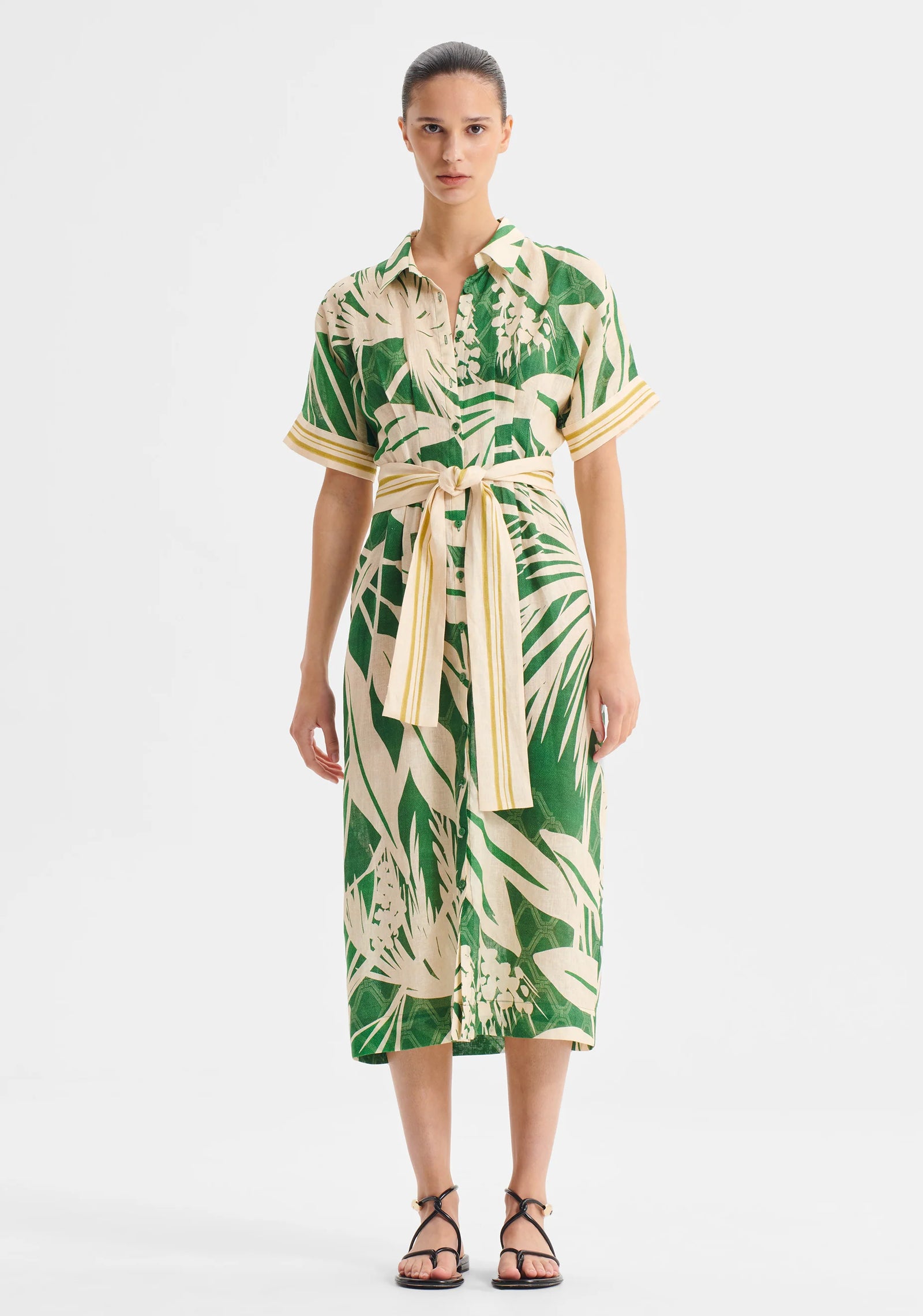 Sorrento Linen Shirt Dress - Print
