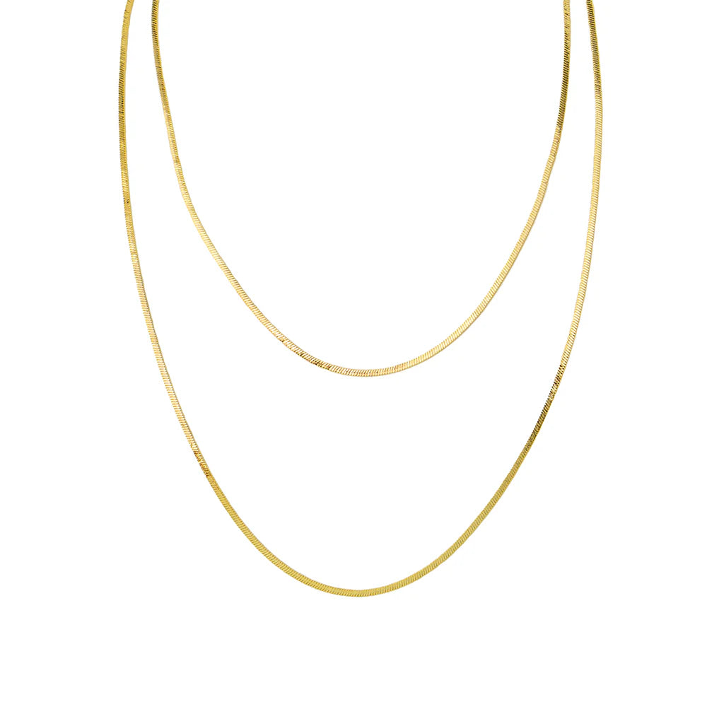 2 Layer Snake Chain Necklace - Gold