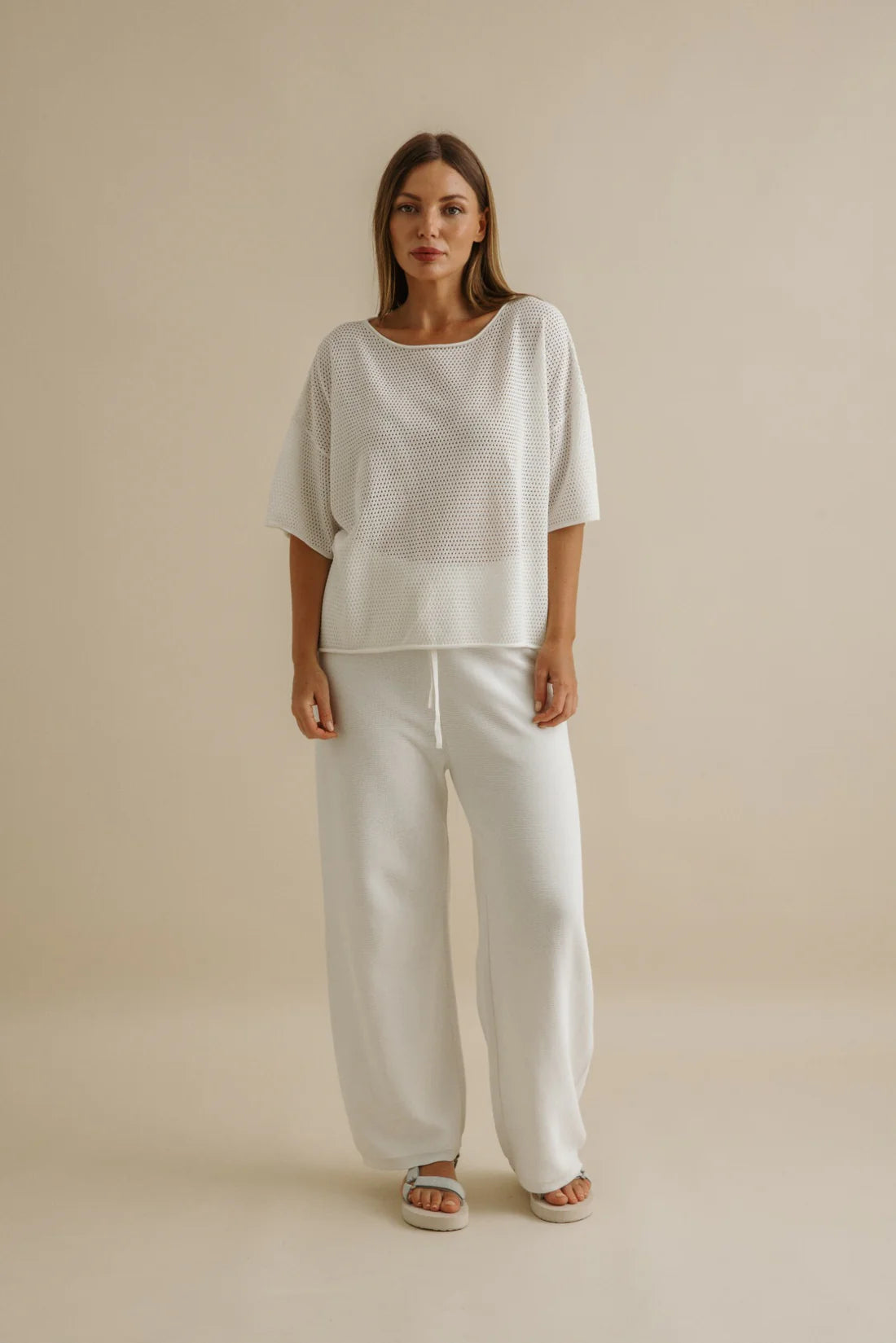 Woven 1/2 sleeve knit