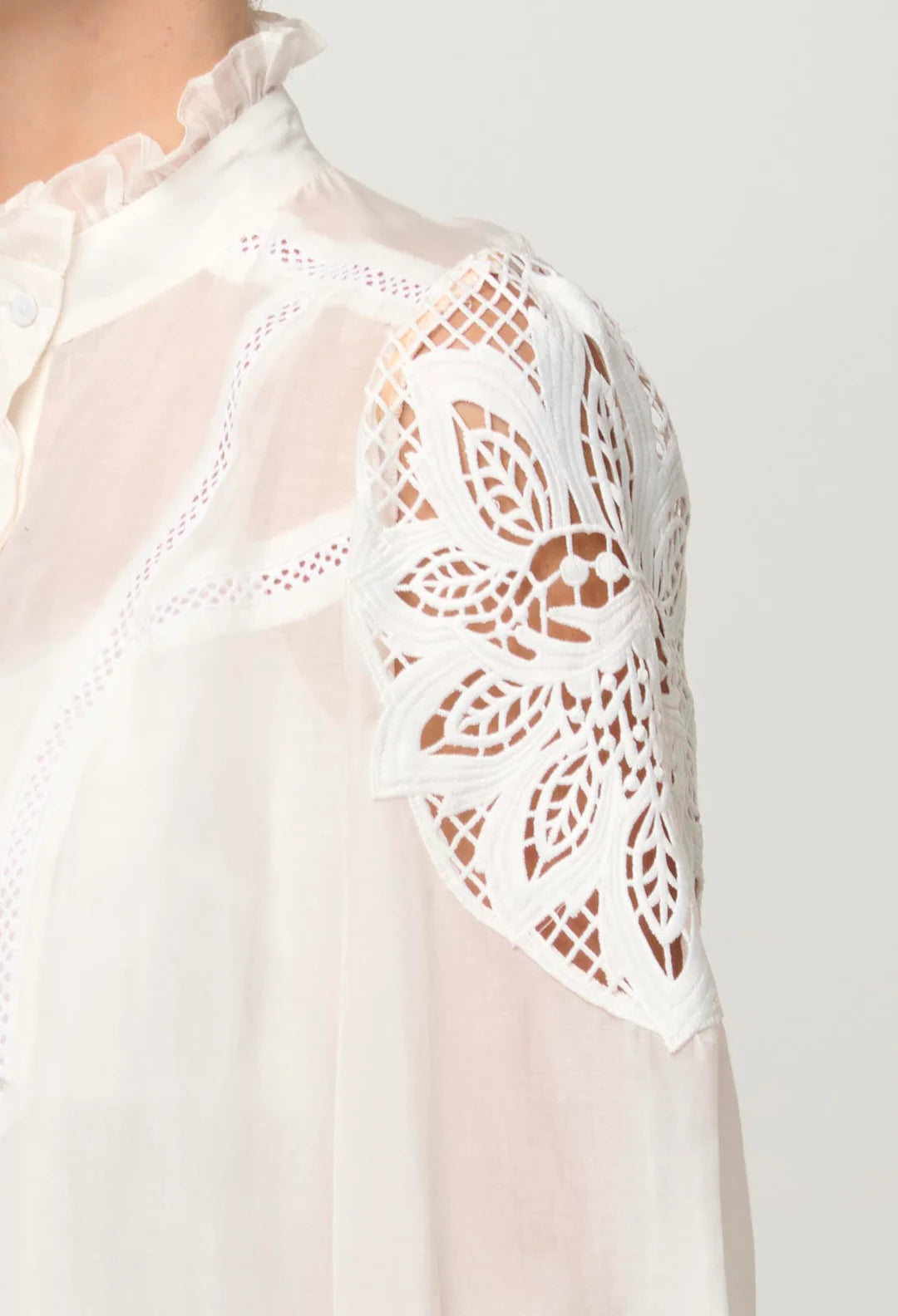 Once Was Shirt With Exquisite Lace Embroidery