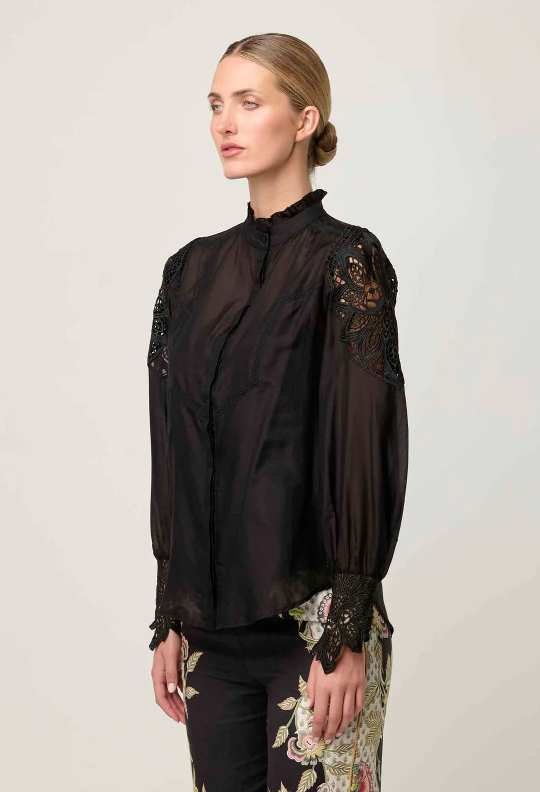 Embroidered Cotton Silk Shirt