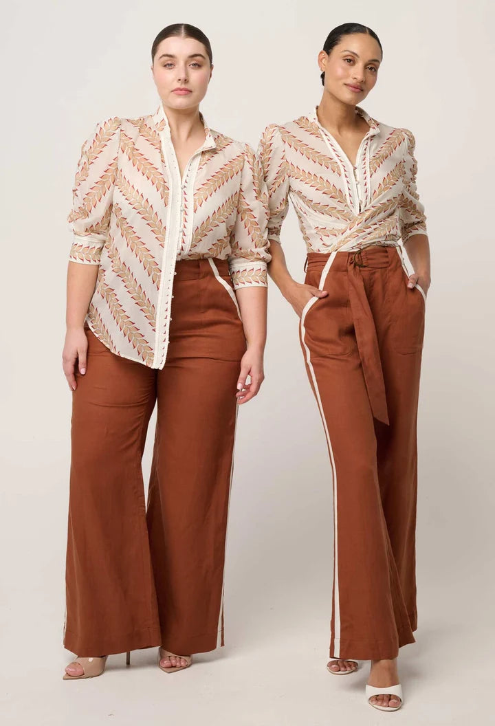 Calantha Cotton Silk Shirt - Gilded Frond