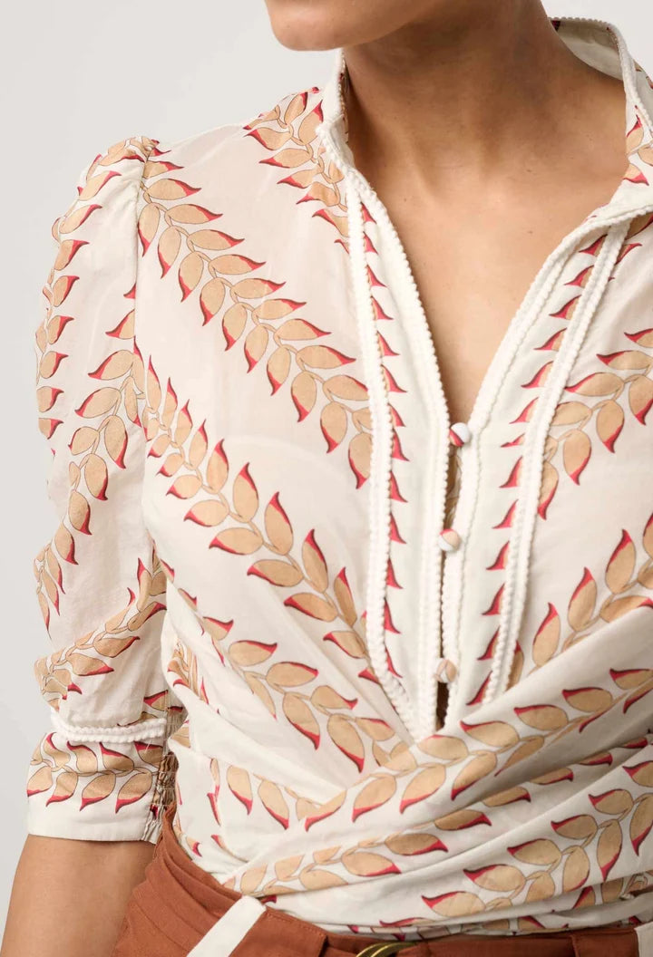 Calantha Cotton Silk Shirt - Gilded Frond
