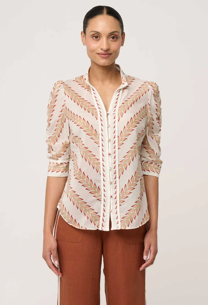 Calantha Cotton Silk Shirt - Gilded Frond