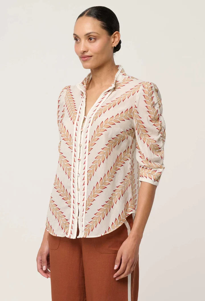 Calantha Cotton Silk Shirt - Gilded Frond