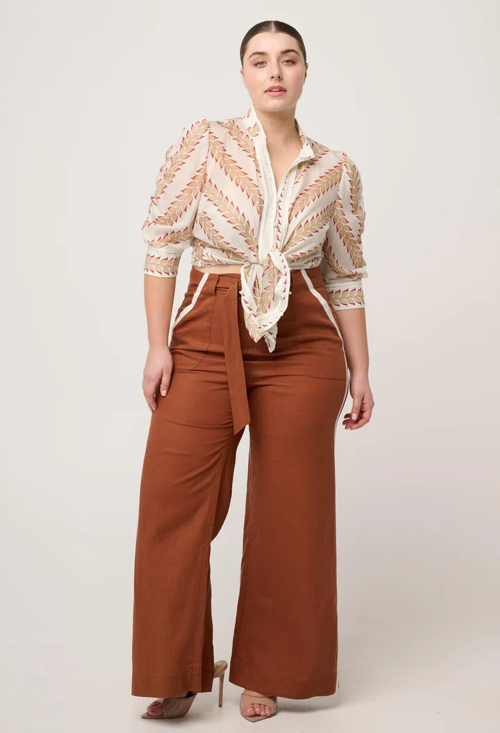 Calantha Cotton Silk Shirt - Gilded Frond