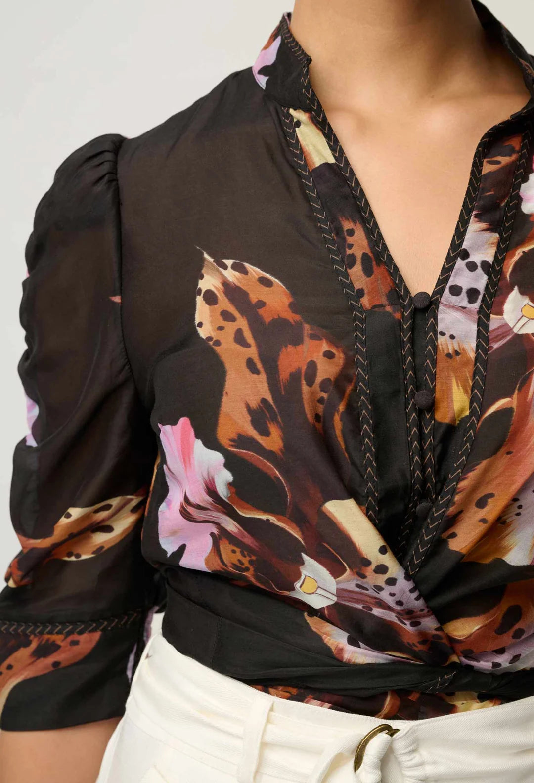 Calantha Cotton Silk Shirt - Sunset Orchid