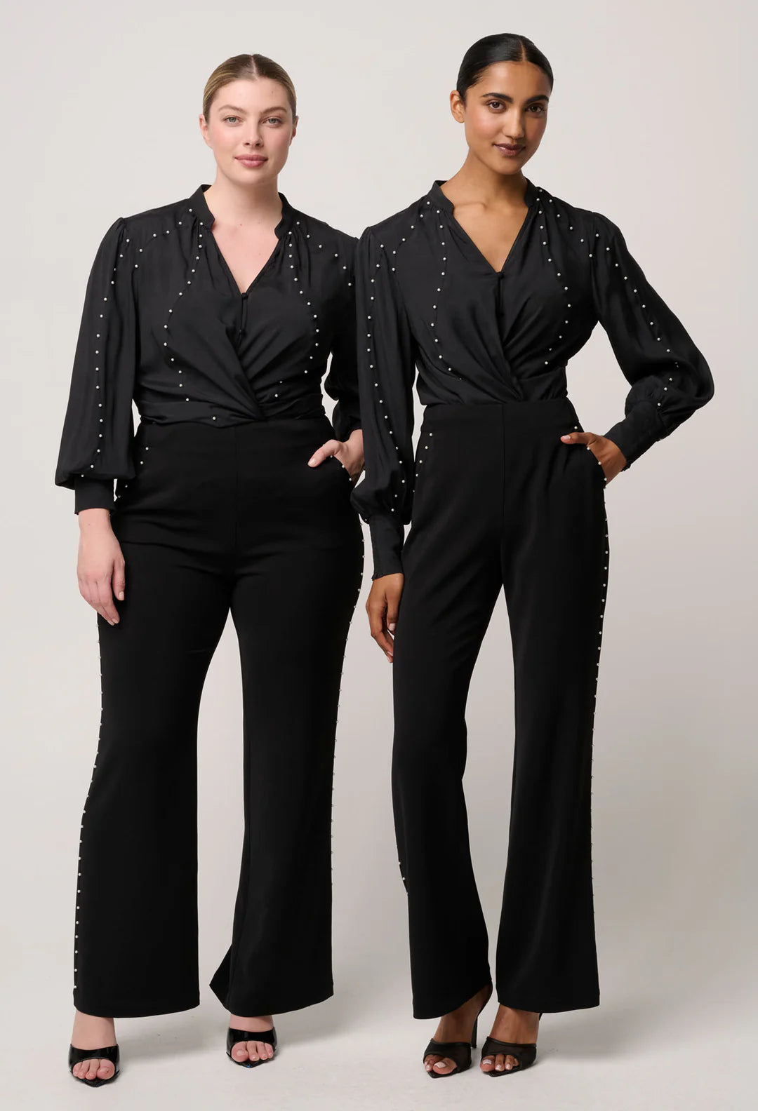 Marcela Pearl Embellished Shirt - Black