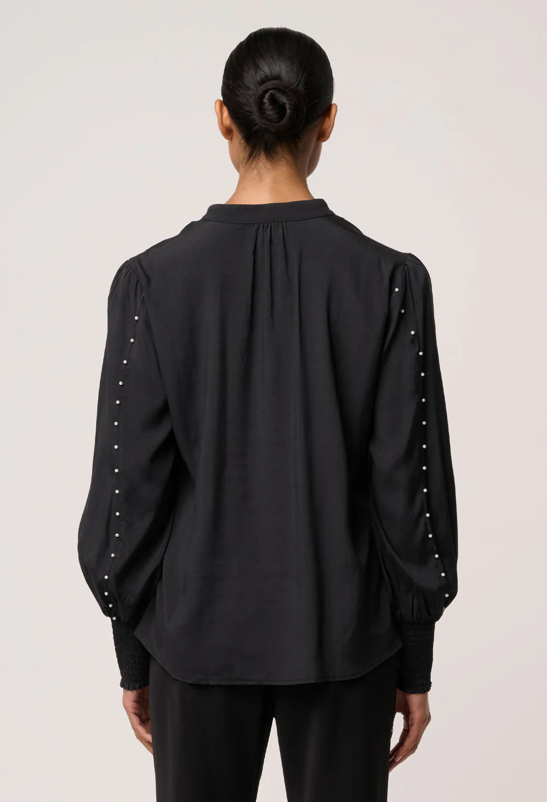 Marcela Pearl Embellished Shirt - Black
