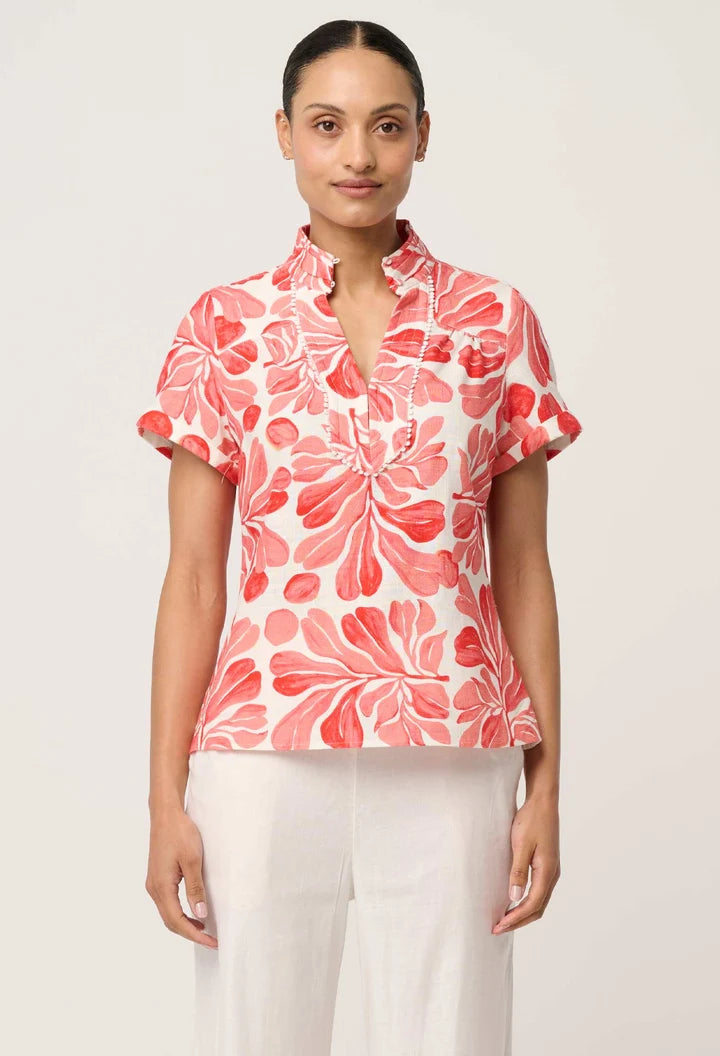 Giselle Viscose Linen Top - Soleil Pavilion