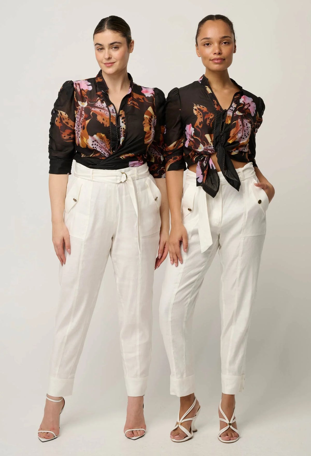 Tapered leg linen pant