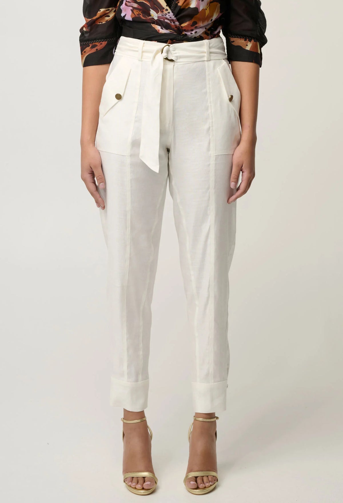 belted linen pant