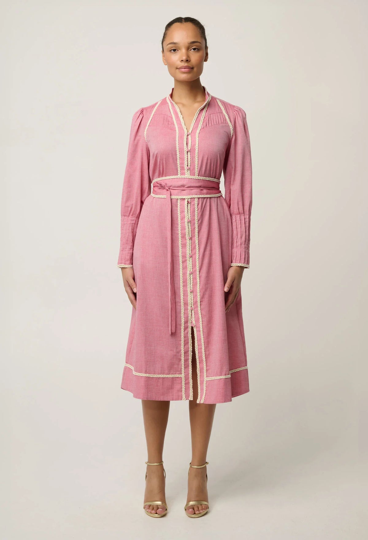 Isla Cotton Chambray Dress in Blush Chambray