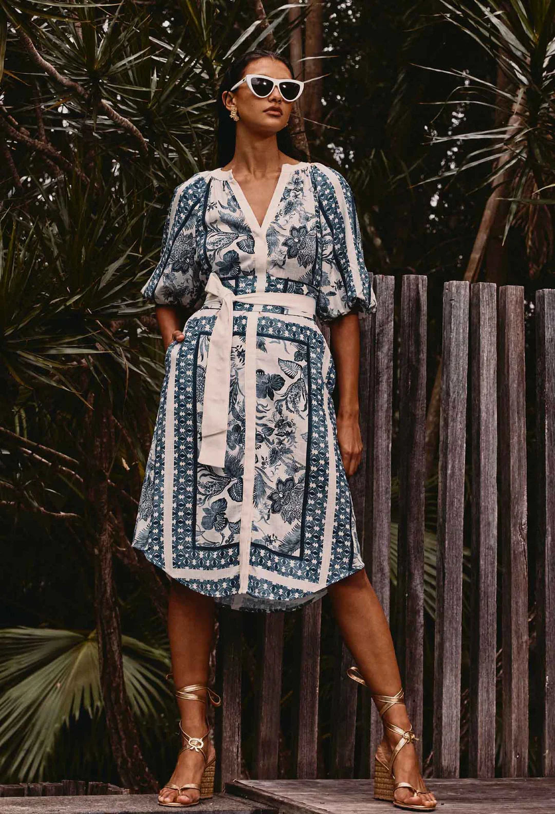 Bijou Linen Dress - Ink Flè Print