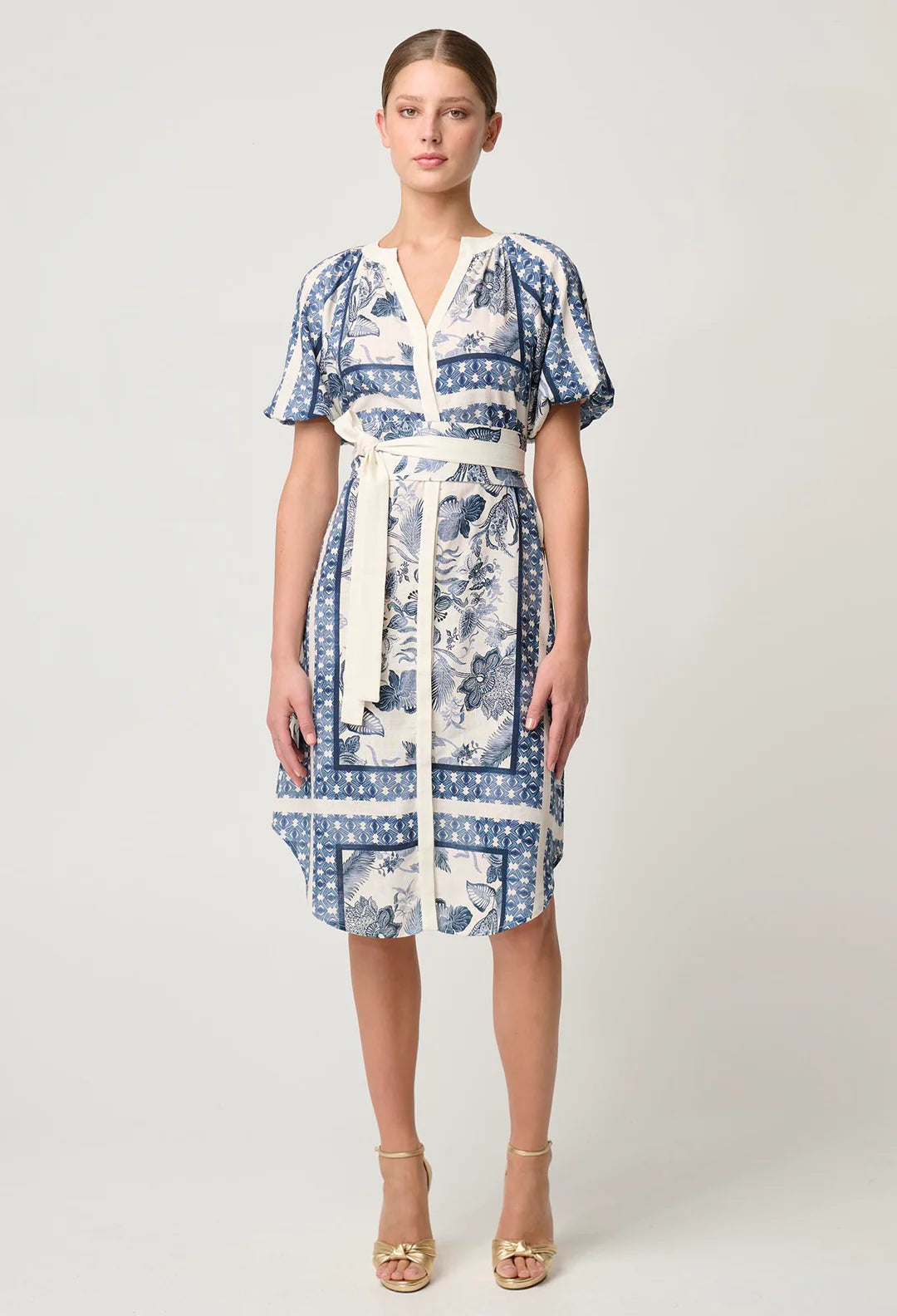 Bijou Linen Dress - Ink Flè Print