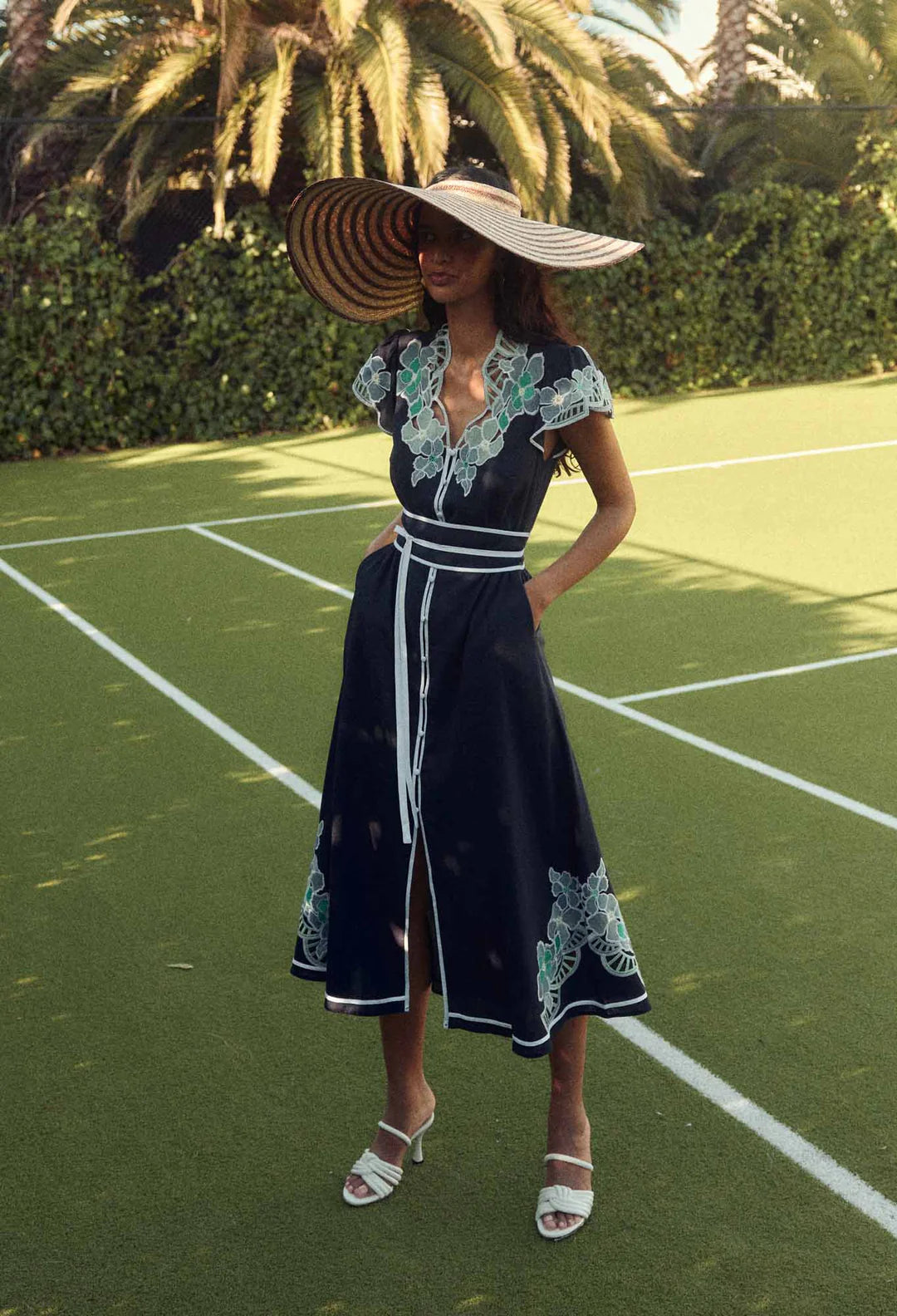 Delray Embroidered Dress - Lapis