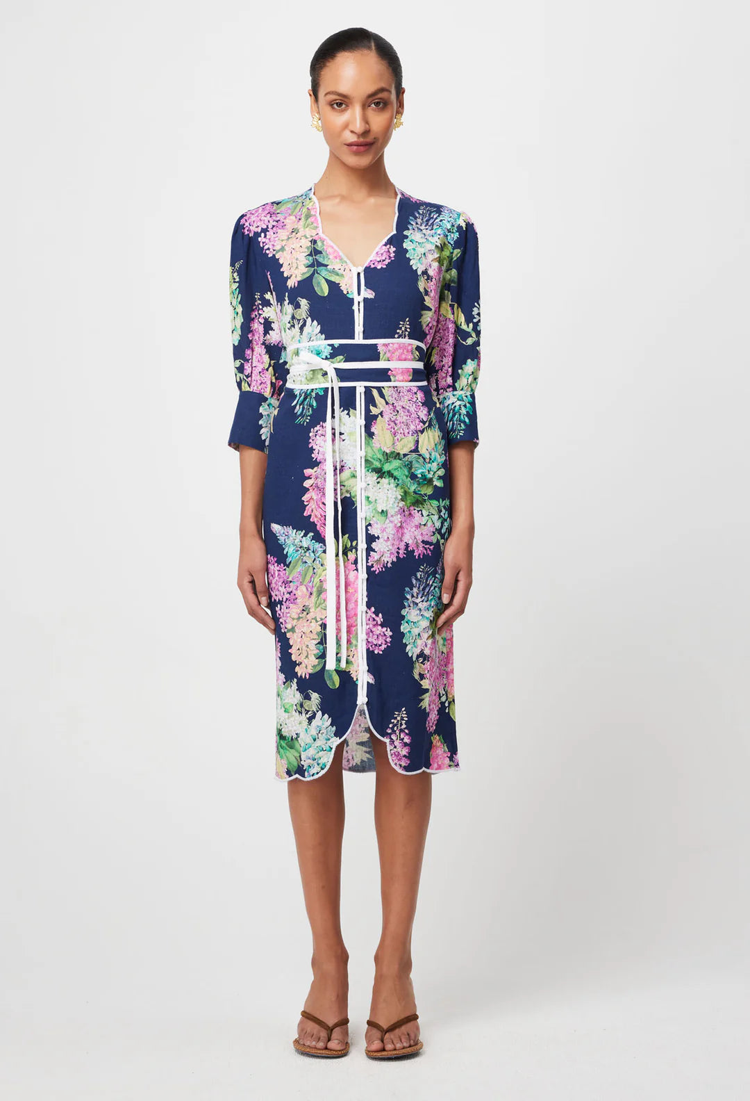 Augustine Embroidered Dress - Navy Wisteria