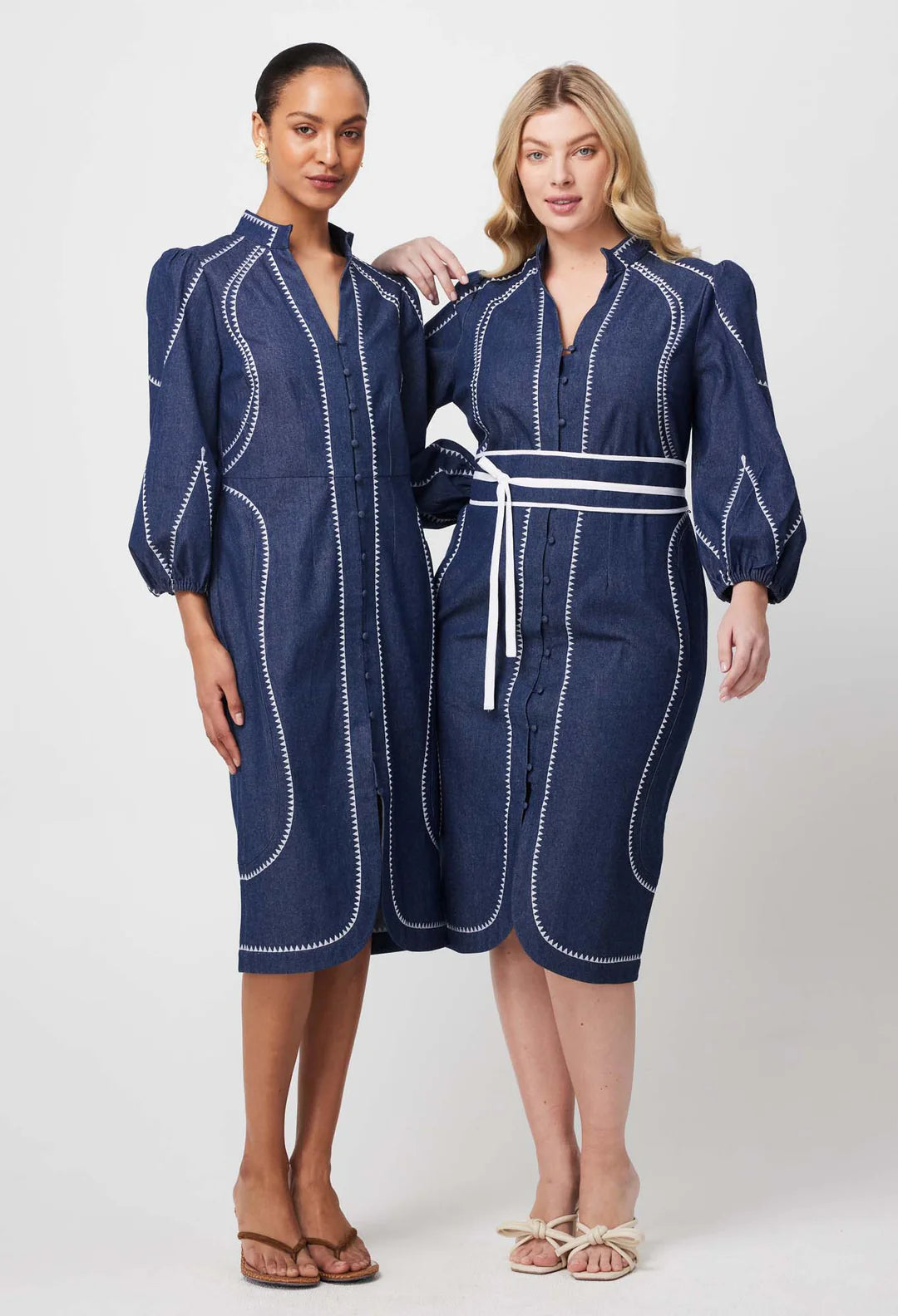 Swanson Embroidered Dress - Dark Denim