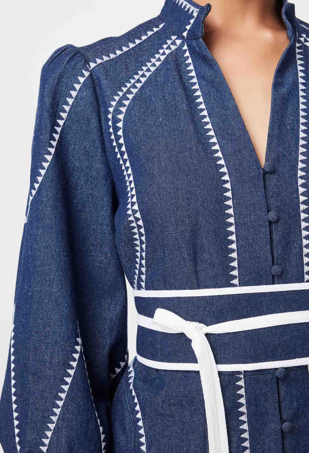 Swanson Embroidered Dress - Dark Denim