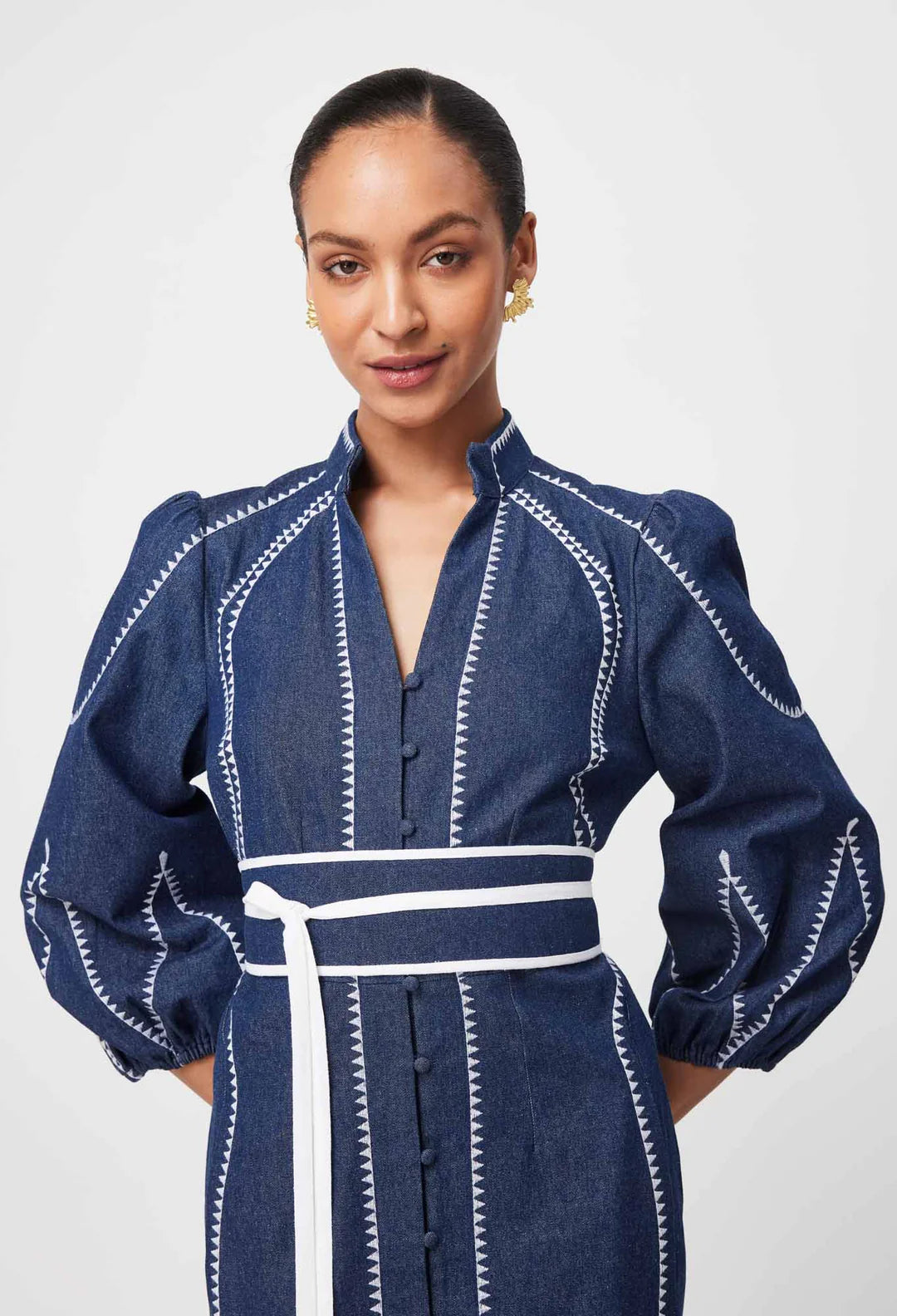 Swanson Embroidered Dress - Dark Denim