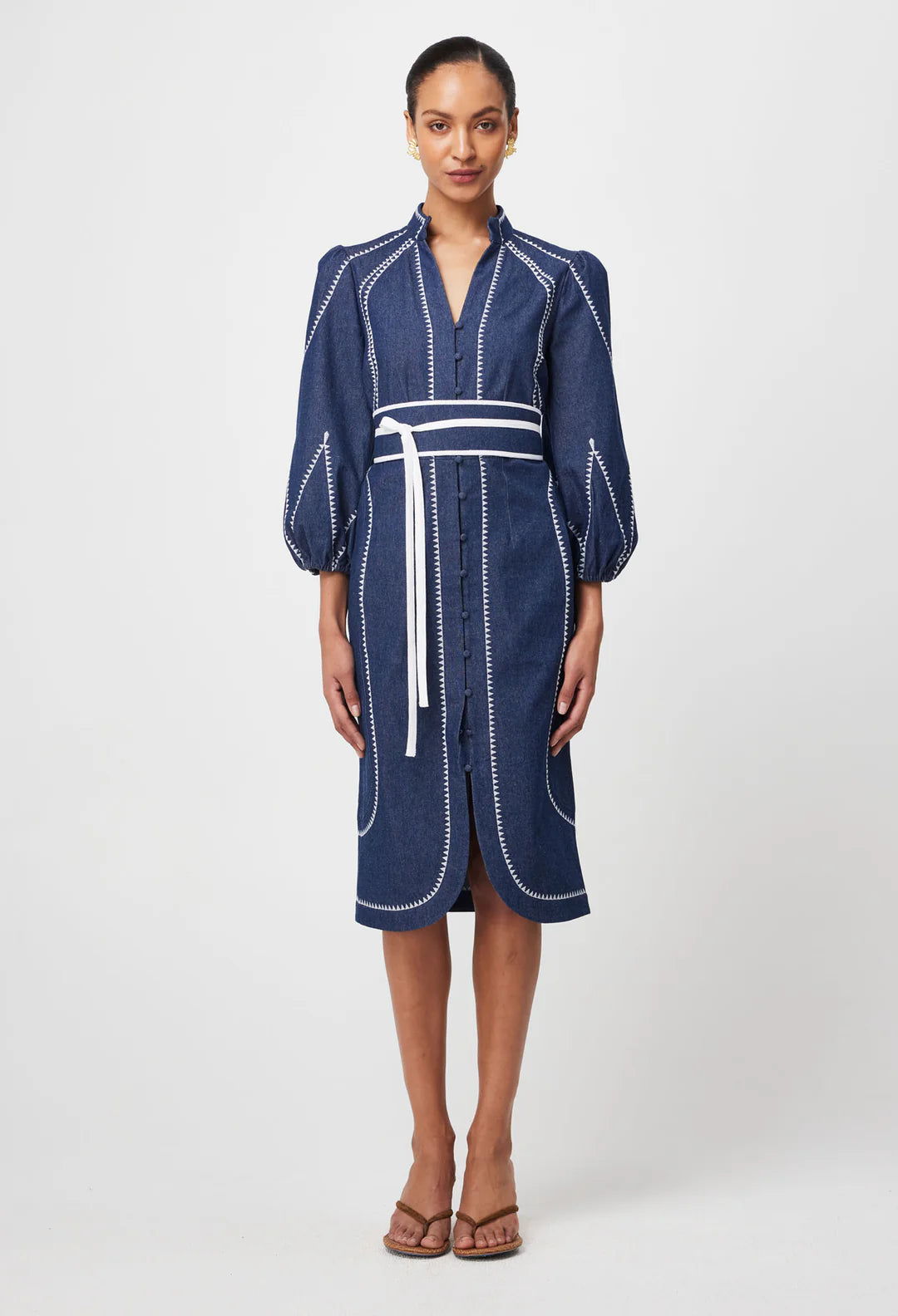 Swanson Embroidered Dress - Dark Denim