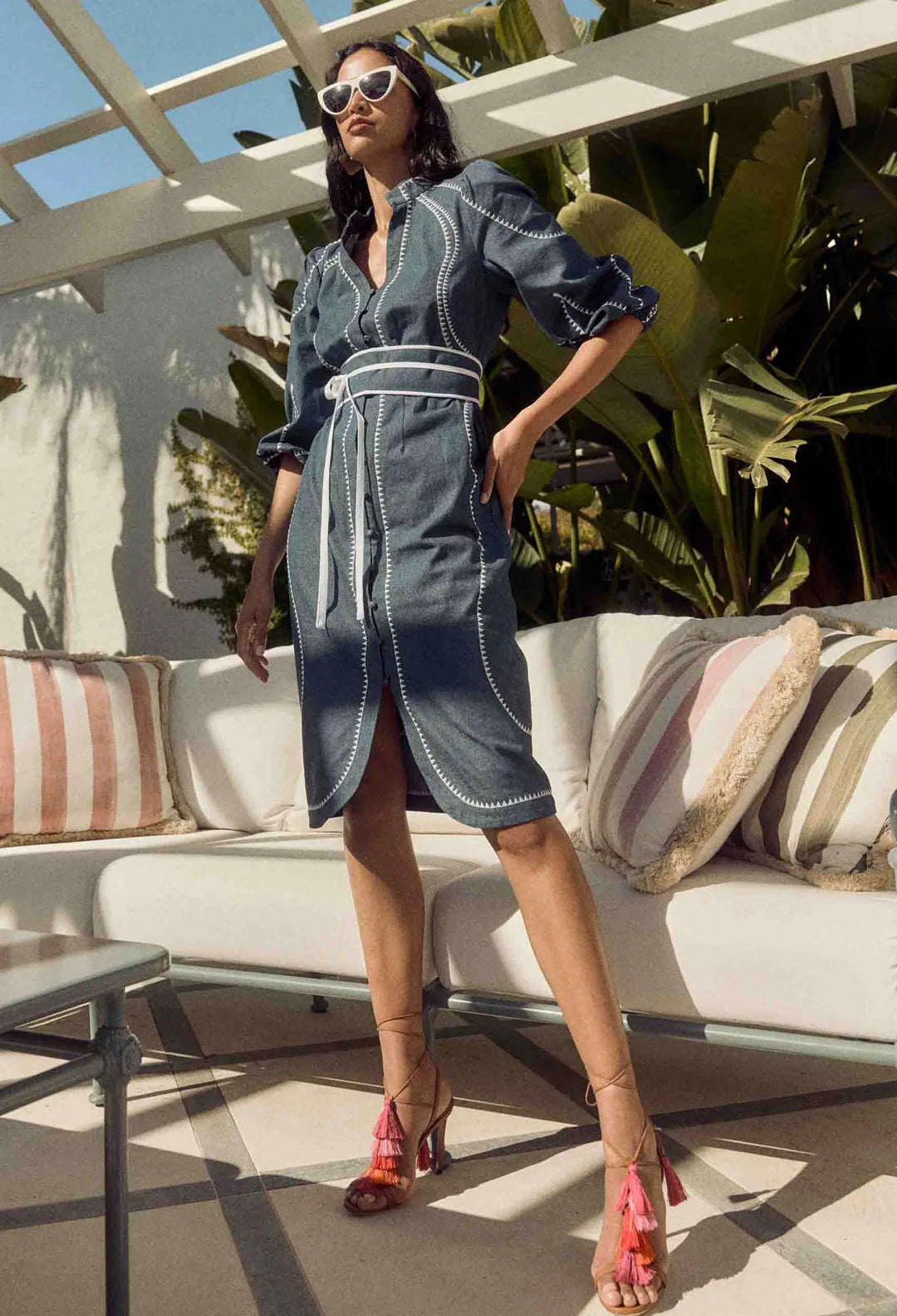 Swanson Embroidered Dress - Dark Denim