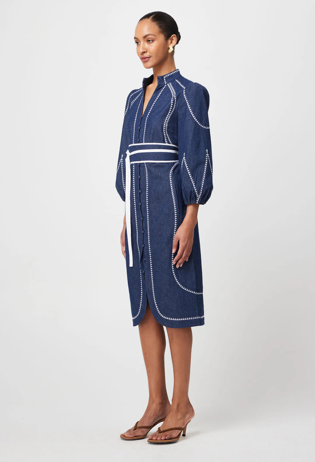 Swanson Embroidered Dress - Dark Denim