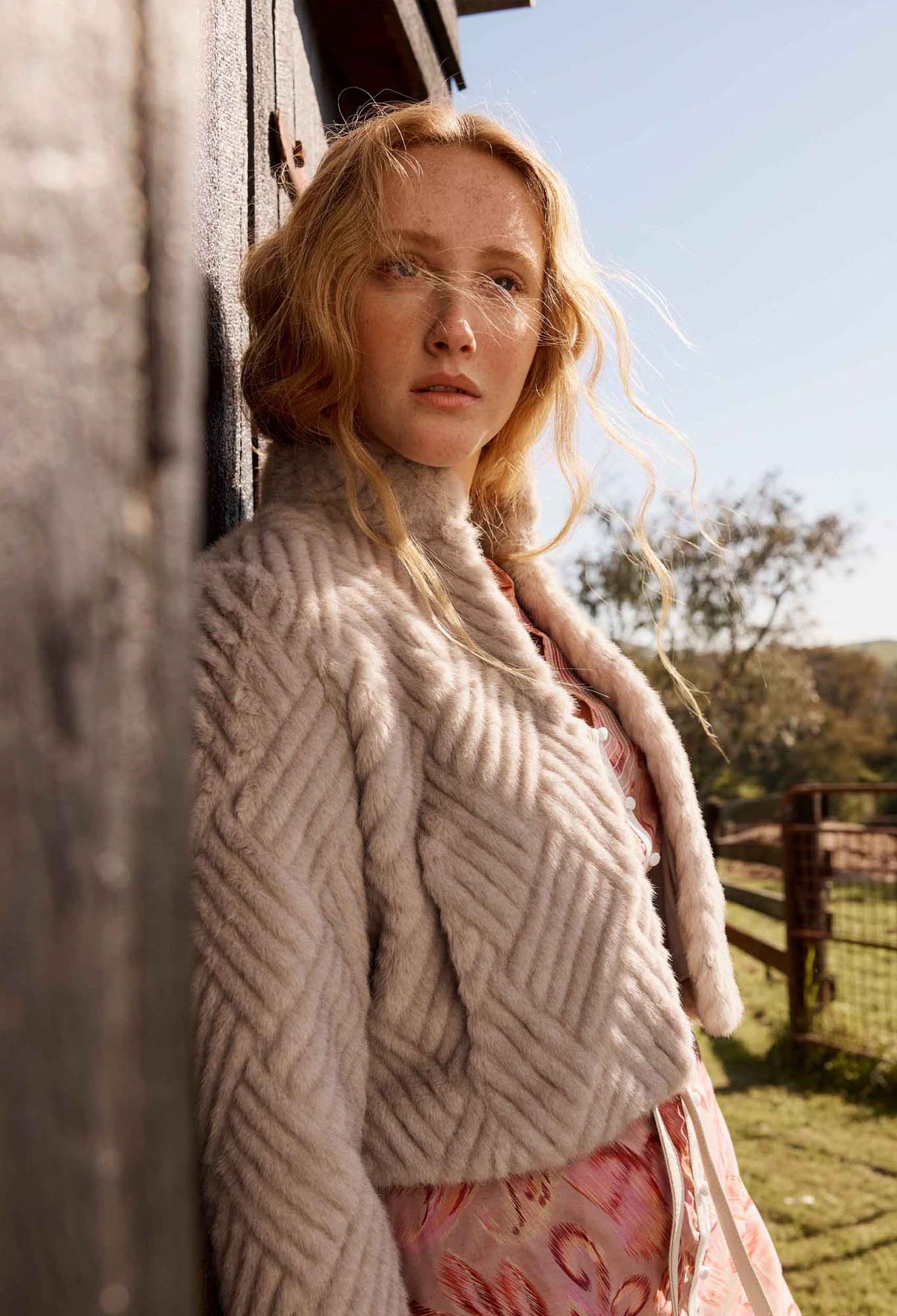 Clover Faux Fur Cropped Jacket - Oat