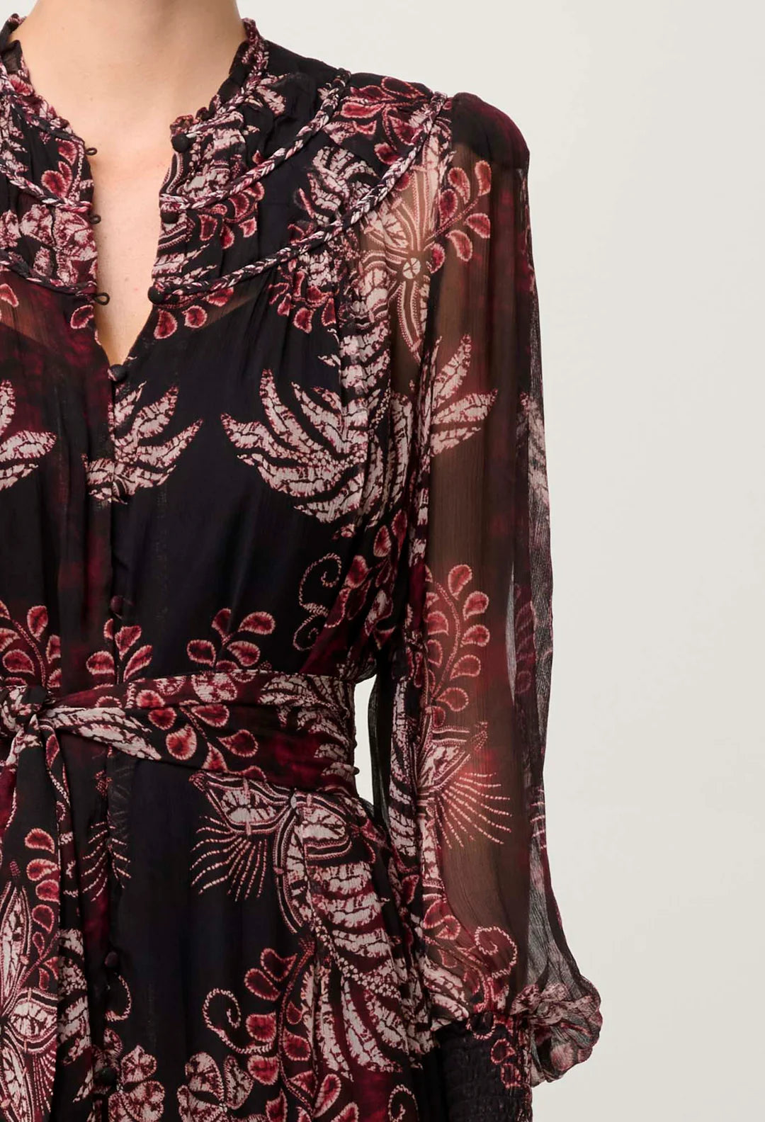 Solana Viscose Chiffon Midi Dress - Torera Rosa