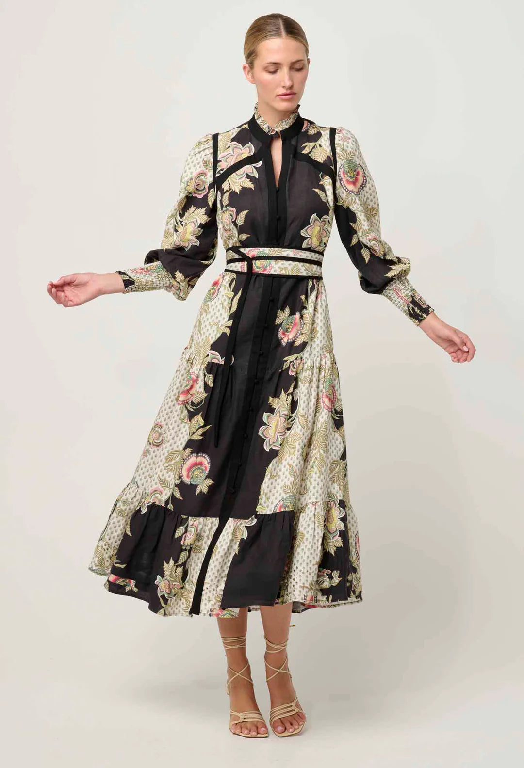 Espada Linen Viscose Maxi Dress - Mariposa Nero