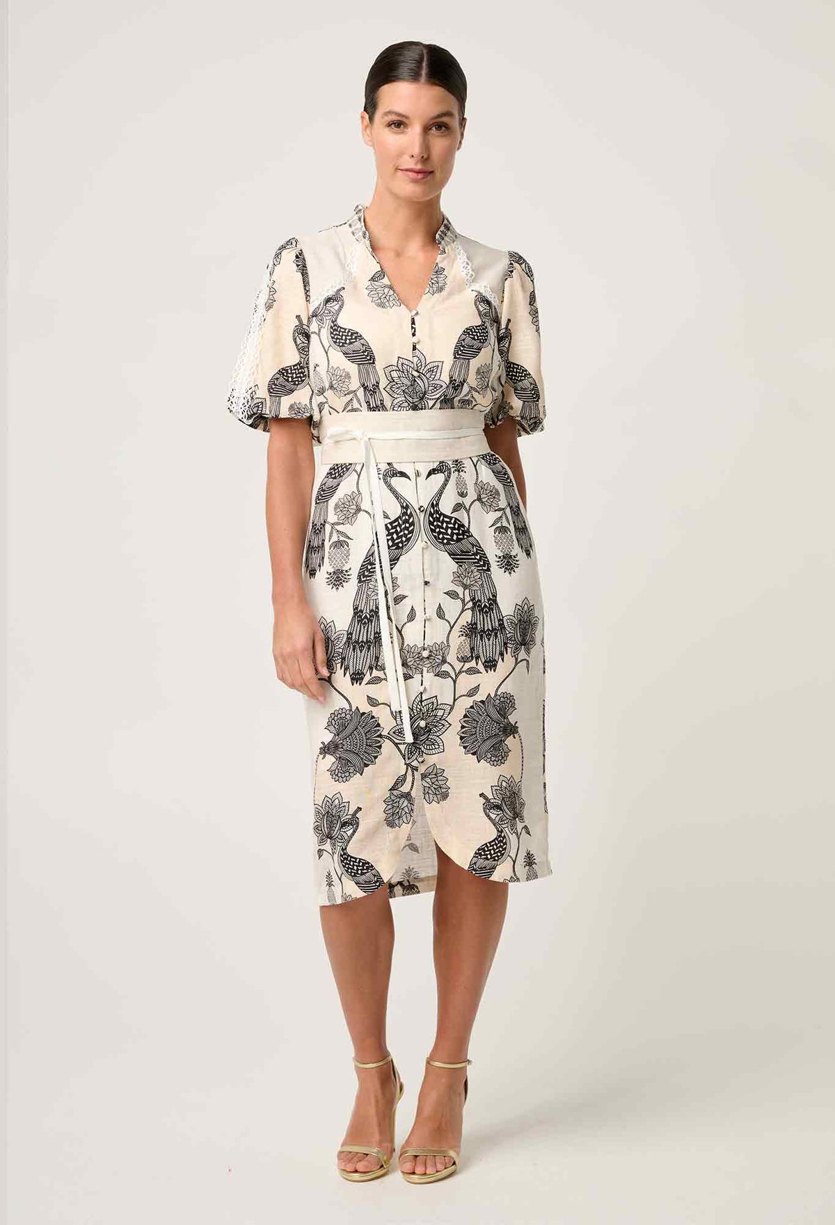 Gaia Lace Spliced Dress - Imperial Stone