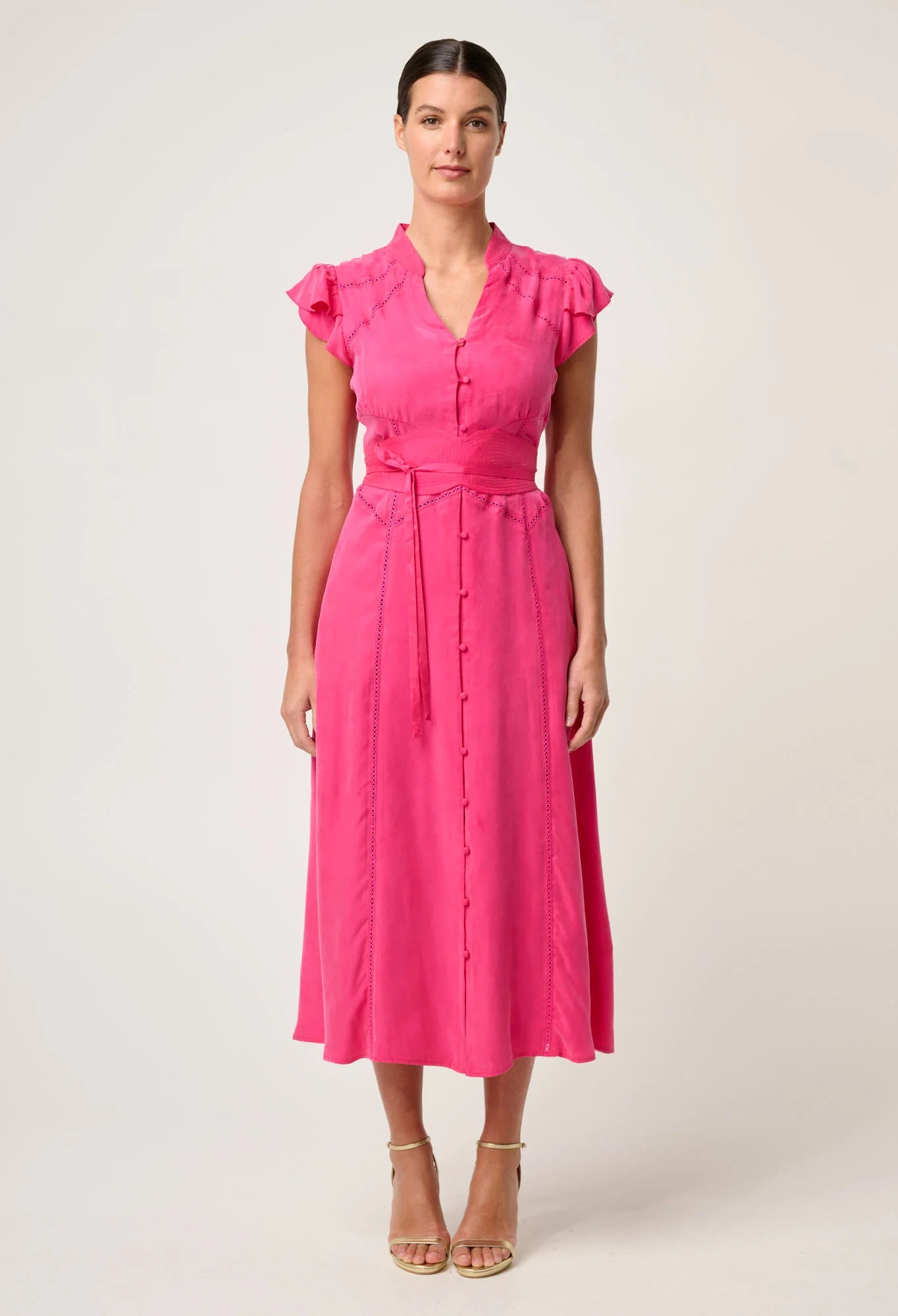 Athena Midi Dress - Celosia Pink