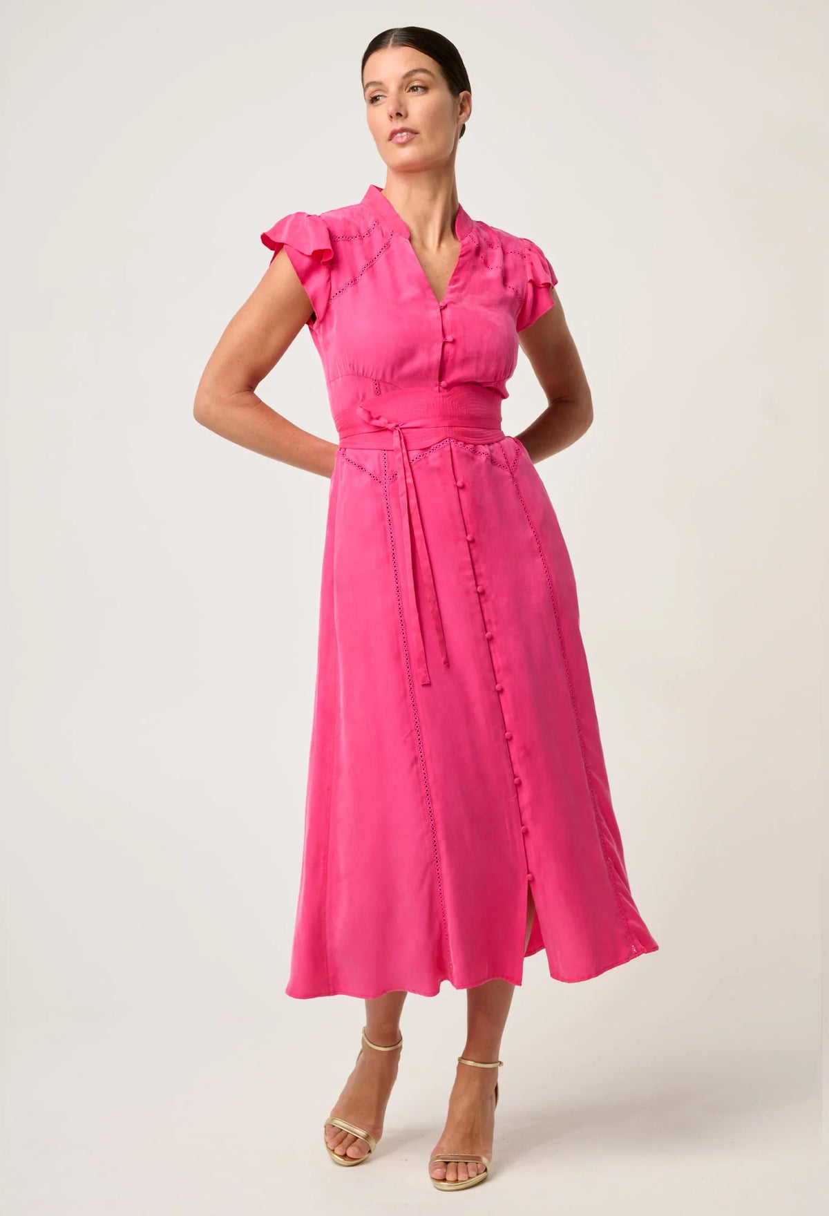 Athena Midi Dress - Celosia Pink
