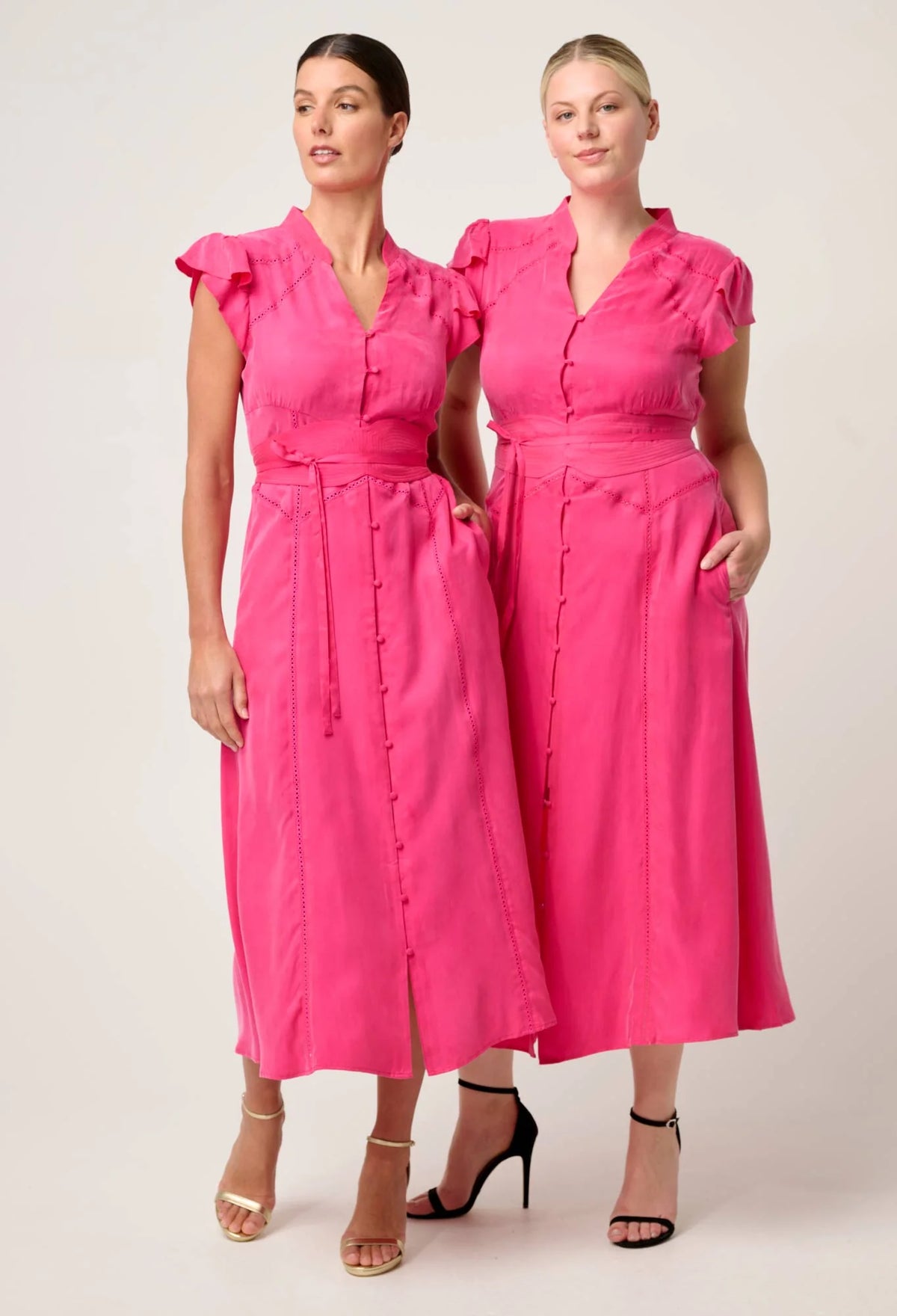 Athena Midi Dress - Celosia Pink