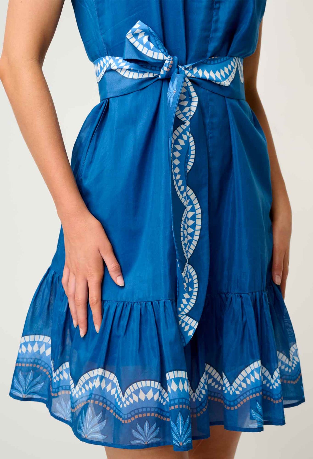 Lilia Cotton Silk Dress - Topaz